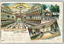 10115 O1020 Friedrichshain 1902 Lithographie Louis Keller's Festsäle Grosser Saal Speisesaal Garten