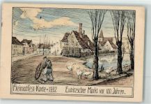 04103 O7000 Leipzig Künstlerkarte Heimat-Fest-Karte 1932 Eutritzscher Markt Gänse Tümpel Ort lt. Stempel