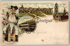 67600 Selestat Schlettstadt 1897 Lithographie Gruss aus