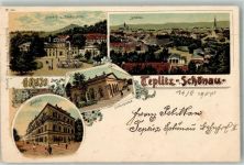 Teplice Teplitz-Schönau 1900 Lithographie Steinbad Stephansbad Neubad Schlangenbad