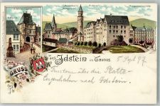 65510 W6270 Idstein 1897 Lithographie Rathaus Schlosseingang Baugewerkschule