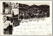 73312 W7340 Geislingen an der Steige 1896 Lithographie Rathaus Kaiser Wilhelm-Denkmal Kirche Verlag Ottmar Zieher-München