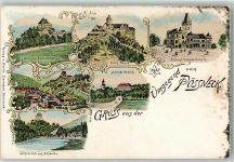 07381 O6840 Pößneck Lithographie Schloß Hummelshain Schloß Oppurg Burg Ranis