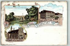 15230 O1200 Frankfurt , Oder Lithographie Wilhelmsplatz Denkmal Regierung Rathaus