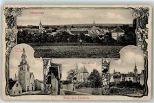 55278 W6501 Eimsheim 1915 Gebrauchsspuren Ev. Kirche Kath. Kirche Reben Gruss