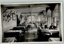 63571 W6460 Meerholz Privatfoto AK Gasthaus Schießhaus Meerholz Gaststube Geweihe