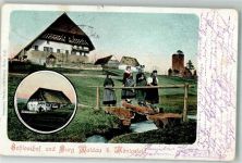 78126 W7744 Königsfeld im Schwarzwald 1906 Gebrauchsspuren Schwarzwälder Trachten Schloßhof Burg Waldau