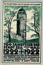 56856 W5583 Zell Mosel 1922 Künstlerkarte 700 Jahrfeier d. Stadt Zell 1222-1922 Der Pulverturm signiert Sonderstempel