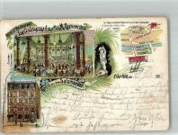 42103 W5600 Elberfeld 1897 Lithographie Hotel-Gasthaus Salamander Großer Theatersaal Straßenplan