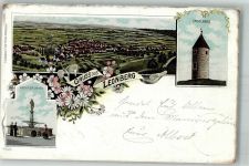 71229 W7250 Leonberg , Württ 1899 Lithographie Engelberg-Turm Marktbrunnen