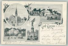 15537 O1250 Erkner 1898 - Kriegerdenkmal Bahnhof Kirche Kurhaus