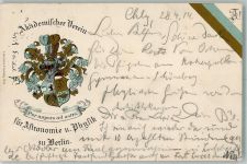W1000 Berlin Mitte Akad. Verein für Astronomie Verlag Hugo Frommholz Studentenwappen 1914 Künstlerkarte