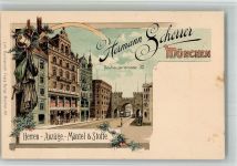 80331 W8000 München BOAKC Lithographie Herrenbekleidungsgeschäft Hermann Scherrer Neuhauserstraße 32