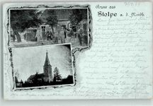 16540 O1406 Stolpe b Berlin 1899 - Gasthaus zur krummen Linde Kirche Fahrrad