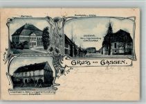 Gassen Jasien 1905 BOAKC Likör- Fabrik und Handlung Rathaus Marktplatz
