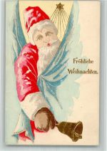 Glocke in der Hand Prägedruck Weihnachtsmann BOAKC