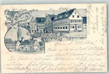72525 W7420 Münsingen , Württ 1901 Lithographie Gasthaus Herrmann