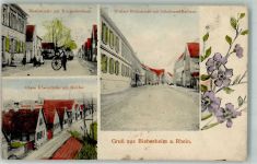64584 W6083 Biebesheim am Rhein 1915 - Rheinstrasse Wagenrad Kriegerdenkmal Obere Rheinstrassse Mittlere Rheinstrasse Schloss Rathaus