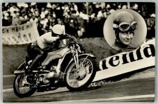 Bernhard Petruschke 1937 Auto Union DKW Motorrad Foto AK