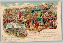 W8000 München Müchner Oktoberfest 1998 Der Schützenzug Zelt Zum Winzerer Fähndl Schützenhalle Schottenhamel Oktoberfest 1898 Lithographie