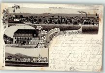 01936 O8293 Königsbrück 1899 Lithographie Hotel zum schwarzen Adler Artillerie-Kaserne