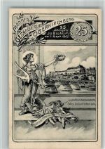 89171 W7901 Oberkirchberg 1907 BOAKC Lithographie 25 jähriges Jubiläum des Männergesangvereins Oberkirchberg 1907 Harfespielerin Putti