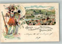 94032 W8390 Passau 1899 BOAKC Lithographie 5. Niederbayer.-Bundesschiessen 1899 Schütze Steinschlossmuskete Passau