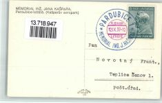 Pardubice 1937 BOAKC Sonderstempel Fluggeäte Flugplatz Memorial Ing. Kaspara