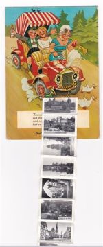63739 W8750 Aschaffenburg AK mit Leporello ausziehbarer Papierstreifen Oldtimer Gänse Hupe