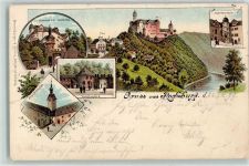 09328 O9291 Rochsburg 1899 Lithographie Pulverturm Schloß Torhaus