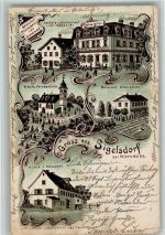 90587 W8501 Siegelsdorf 1904 BOAKC Lithographie Bäckerei Kappelier Bahnhof-Gasthaus Schwarz Mühle Bahnhof