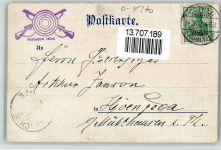 06366 O4370 Köthen , Anh 1902 BOAKC Lithographie Cöthener Schützenfest Schützengruß Schütze Wappen Schützenfest-Stempel sign. Waibel