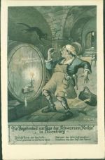 W6552 Bad Münster-Ebernburg am Stein Sage zur schwarzen Katze Mechanik Quietsch AK