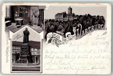 O5321 Wartburg Gruss aus Denkmal AK Luther 1896 Gebrauchsspuren
