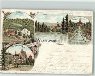 34117 W3500 Kassel , Hess 1902 Lithographie Neue Drusel Schloss Cascaden Löwenburg Fahne Schwarz-Weiß-Rot Kutsche Blumen Vogel Gruss