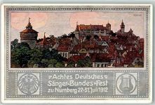 90402 W8500 Nürnberg Künstlerkarte Achtes Deutsches Sänger Bundes Fest 27.-31. Juli 1912 Wappen Adler sign. Kröger