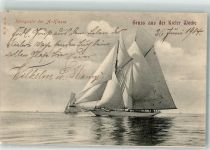 24103 W2300 Kiel , Ostsee 1904 - Gruss aus der Kieler Woche Rennyacht der A-Klasse Segelboot Meer