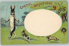 Hasen vermenschlicht Trade Mark Nr.2010 Ostern Lithographie