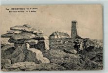 Brocken - Brockenhaus vor 70 Jahren Stahlstich auf AK L. Richter