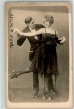 Rollschuh Tanz Marx & Willy Variete Rollschuh Privatfoto AK