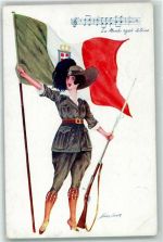 Patriotik Frau mit Fahne La Marche royale italienne Sager, Xavier