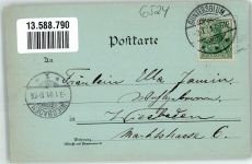 67583 W6524 Guntersblum 1901 Lithographie / Mondschein Altes Schloss St. Julianenbrunnen Eichhaus Bahnhof Neues Schulhaus