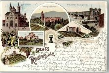 67433 W6730 Neustadt an der Weinstraße 1897 Lithographie Rheinpfalz Drachenfels Rheinbrücke Maxburg