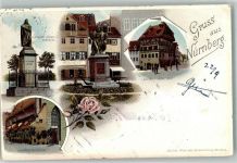 90402 W8500 Nürnberg 1897 Lithographie Albrecht Dürer Denkmal Gasthaus Bratwurstglöcklein Albrecht Dürer Haus