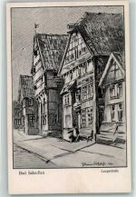 32105 W4902 Bad Salzuflen Künstlerkarte Langestraße sign Edwin Fritzsche
