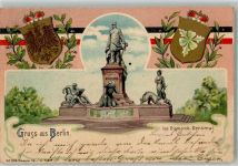 W1000 Berlin Mitte Wappen Bismarckdenkmal 1901 Lithographie / Künstlerkarte