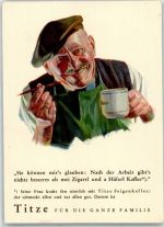 Auf AK Titze Feigenkaffe Serie Nr. 3 Becher mit der Aufschrift Vater Kaffeewerbung 1940 Künstlerkarte