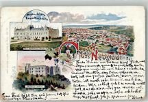 67433 W6730 Neustadt an der Weinstraße 1900 Gebrauchsspuren Lithographie Städt. Krankenhaus Hambcher Schloss