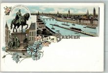 28195 W2800 Bremen Lithographie Kaiser Wilhelm I. Denkmal
