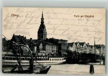 Elbing Elblag 1915 Foto AK Dampfschiff an der Elbing Feldpost WK I